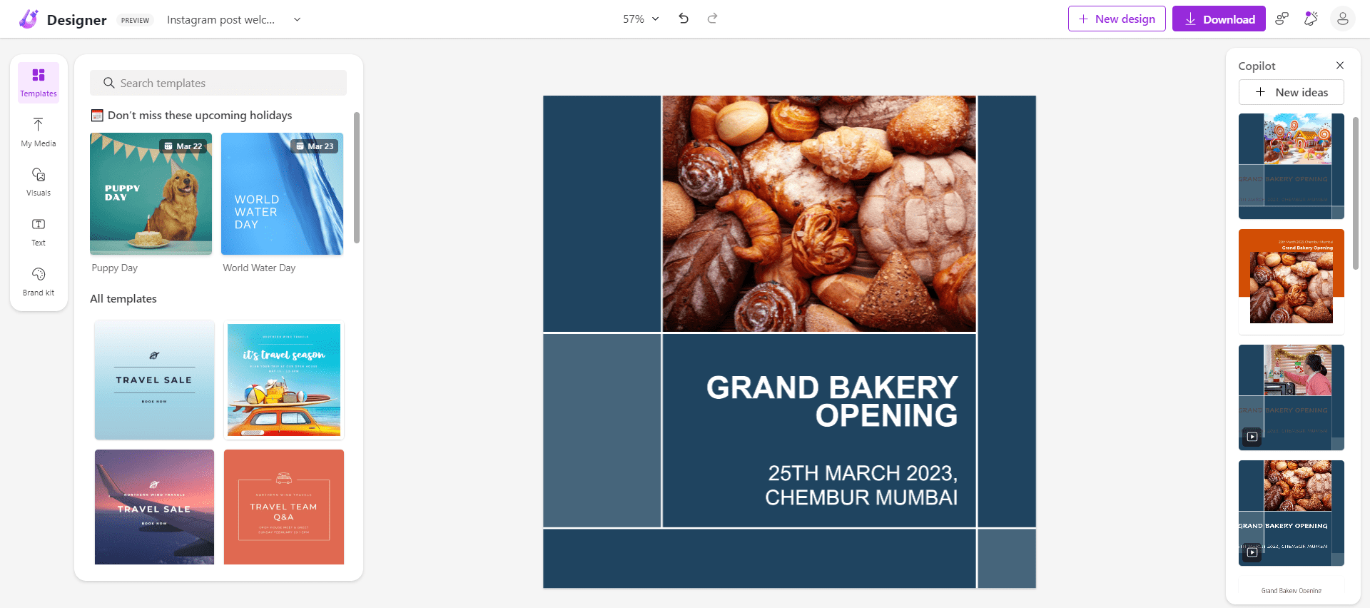 Microsoft designer customize content